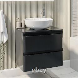 600mm Dark Grey Wall Hung Countertop Vanity Unit with Basin BUN/BeBa 27418/78666