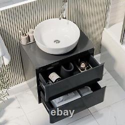 600mm Dark Grey Wall Hung Countertop Vanity Unit with Basin BUN/BeBa 27418/78666