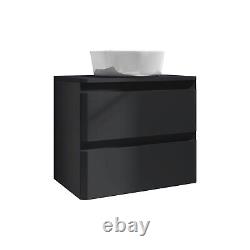 600mm Dark Grey Wall Hung Countertop Vanity Unit with Basin BUN/BeBa 27418/78666