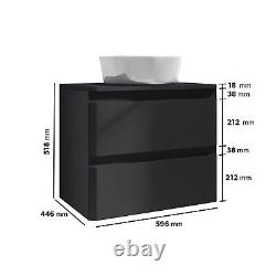 600mm Dark Grey Wall Hung Countertop Vanity Unit with Basin BUN/BeBa 27418/78666