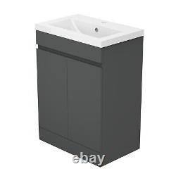 600mm Floor Standing Grey Bathroom Vanity Unit and Sink Basin Home Furniture