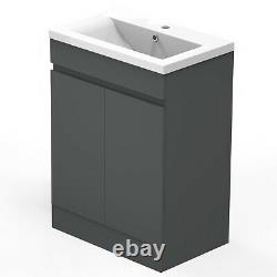 600mm Floor Standing Grey Bathroom Vanity Unit and Sink Basin Home Furniture