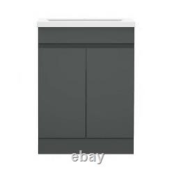 600mm Floor Standing Grey Bathroom Vanity Unit and Sink Basin Home Furniture