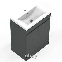 600mm Floor Standing Grey Bathroom Vanity Unit and Sink Basin Home Furniture