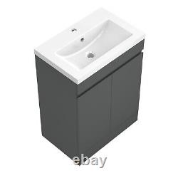 600mm Floor Standing Grey Bathroom Vanity Unit and Sink Basin Home Furniture