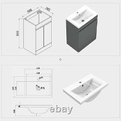 600mm Floor Standing Grey Bathroom Vanity Unit and Sink Basin Home Furniture