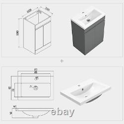 600mm Floor Standing Grey Bathroom Vanity Unit and Sink Basin Home Furniture