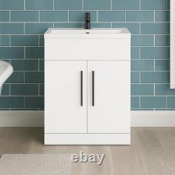 600mm Floor Standing Vanity Unit Basin Sink Bathroom Storage Cabinet Gloss White