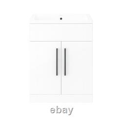 600mm Floor Standing Vanity Unit Basin Sink Bathroom Storage Cabinet Gloss White