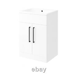 600mm Floor Standing Vanity Unit Basin Sink Bathroom Storage Cabinet Gloss White
