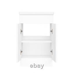 600mm Floor Standing Vanity Unit Basin Sink Bathroom Storage Cabinet Gloss White