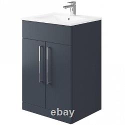 600mm Floor Standing Vanity Unit UK Branded Matt Indigo