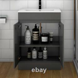 600mm Freestanding Bathroom Sink Grey Vanity Units with Basin Cabinet Cupboards