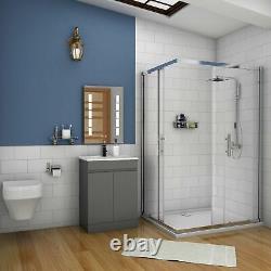 600mm Freestanding Bathroom Sink Grey Vanity Units with Basin Cabinet Cupboards