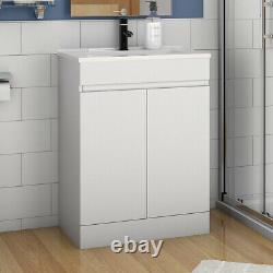 600mm Freestanding Bathroom Sink White Vanity Units with Basin Cabinet Cupboards