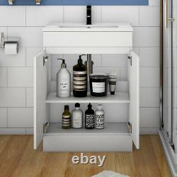 600mm Freestanding Bathroom Sink White Vanity Units with Basin Cabinet Cupboards
