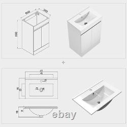 600mm Freestanding Bathroom Sink White Vanity Units with Basin Cabinet Cupboards