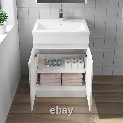 600mm Freestanding Vanity Unit Basin Sink Bathroom Storage Cabinet Gloss White