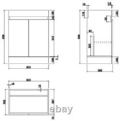 600mm Freestanding Vanity Unit Basin Sink Bathroom Storage Cabinet Gloss White