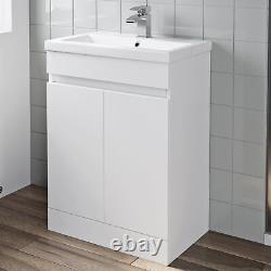 600mm Gloss White Bathroom Vanity Unit Basin Soft Close Square Toilet Modern