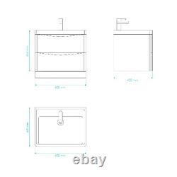 600mm Gloss White Bathroom Vanity Unit Basin Soft Close Square Toilet Modern