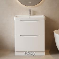 600mm Gloss White Bathroom Vanity Unit Basin Soft Close Square Toilet Modern