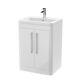 600mm Gloss White Floor Standing 2 Door Mfc Vanity Unit With Ceramic Basin