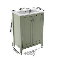 600mm Green Freestanding Vanity Unit with Basin Kinsley BUN/KIN600SG/88743