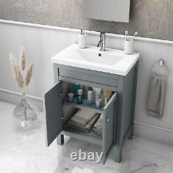 600mm Grey Freestanding Vanity Unit with Basin Avebury