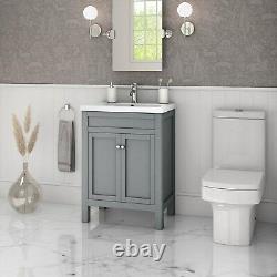 600mm Grey Freestanding Vanity Unit with Basin Avebury