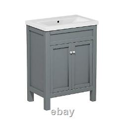 600mm Grey Freestanding Vanity Unit with Basin Avebury