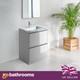 600mm Grey Gloss Vanity Unit Floor Standing Unit Glass Basin Sink 2 Drawer
