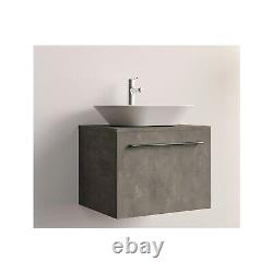 600mm Grey Wall Hung Countertop Vanity Unit with Basin and Mirror Nerja