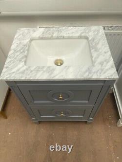 600mm Layla With Carrara Marble top Bathroom Vanity Unit