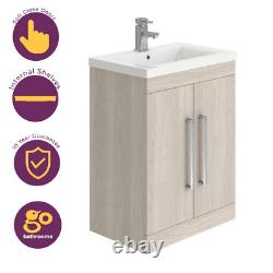 600mm Light Wood Newton Vanity Unit Ceramic Sink Bathroom Floor Stand Furniture