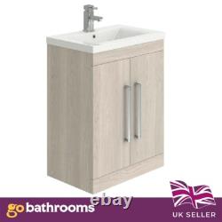 600mm Light Wood Newton Vanity Unit Ceramic Sink Bathroom Floor Stand Furniture