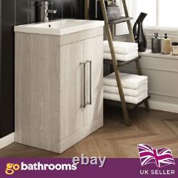 600mm Light Wood Newton Vanity Unit Ceramic Sink Bathroom Floor Stand Furniture