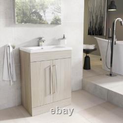 600mm Light Wood Newton Vanity Unit Ceramic Sink Bathroom Floor Stand Furniture