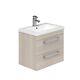 600mm Light Wood Newton Vanity Unit Ceramic Sink Bathroom Wall Hung Furniture