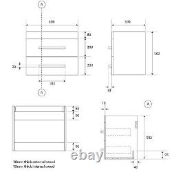 600mm Light Wood Newton Vanity Unit Ceramic Sink Bathroom Wall Hung Furniture