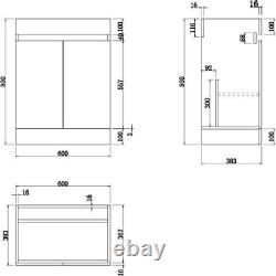 600mm Modern Bathroom Vanity Unit Basin Soft Close Square Toilet Charcoal Grey