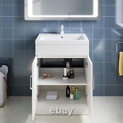 600mm Modern Bathroom Vanity Unit Sink Storage White Floor Standing Cabinet