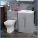 600mm Modern Gloss Grey Vanity Unit & Wc Unit Bathroom Cabinet Basin Btw Toilet
