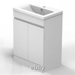 600mm Vanity Cabinet and Basin Unit Floor Standing White Flat Packed