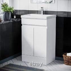 600mm Vanity Cabinet and Basin Unit Floor Standing White Flat Packed Grotto