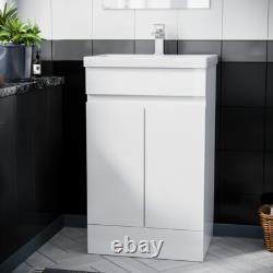 600mm Vanity Cabinet and Basin Unit Floor Standing White Flat Packed Grotto