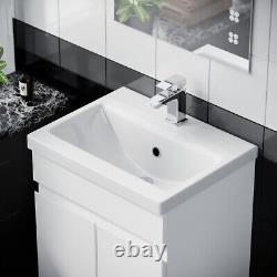 600mm Vanity Cabinet and Basin Unit Floor Standing White Flat Packed Grotto