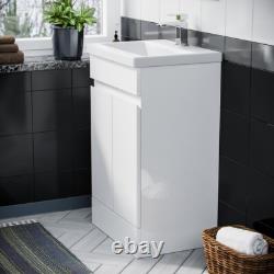 600mm Vanity Cabinet and Basin Unit Floor Standing White Flat Packed Grotto