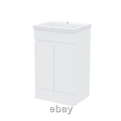 600mm Vanity Cabinet and Basin Unit Floor Standing White Flat Packed Grotto