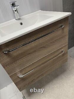 600mm Vanity Wall Hung Grey Oak